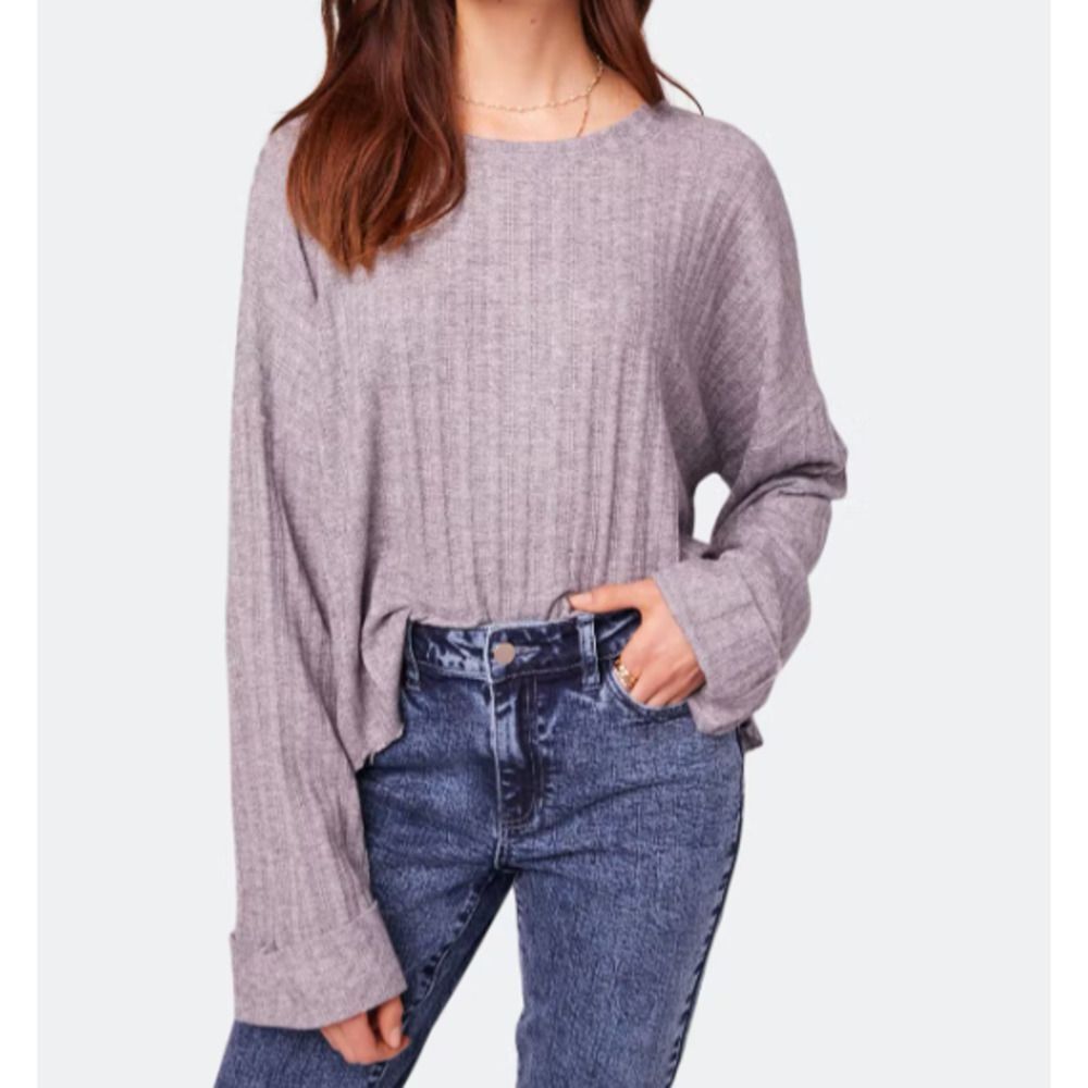 Band of Gypsies Westminster Heather Gray Asymmetrical Hem Sweater Medium